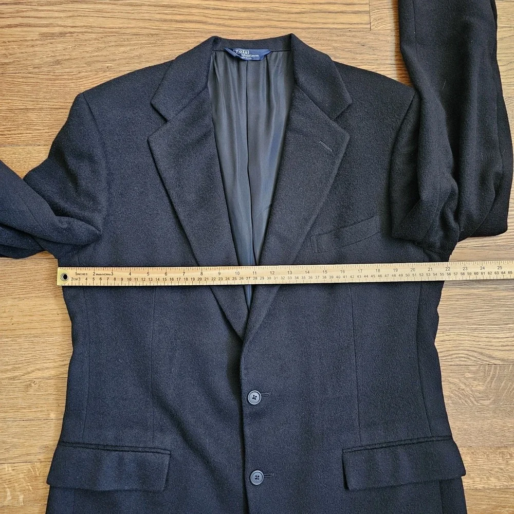 Vintage Polo Ralph Lauren Blazer Men 43L Black Camel Hair Sport Coat Made in USA